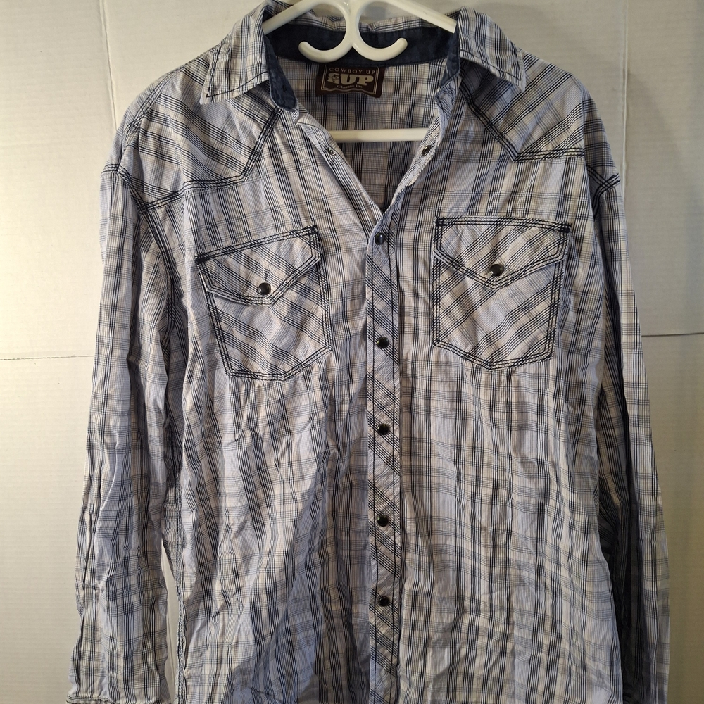 Route 66 Blue and White Casual Button Down Shirt D10